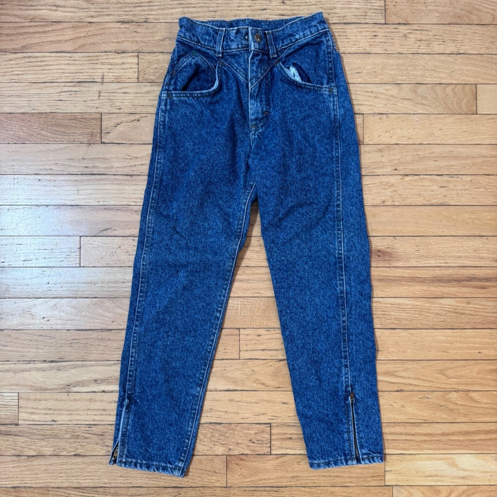 Vintage Lee Jeans 12 Reg Acid Wash High Waist Ankle Zip USA Made Paper tag
